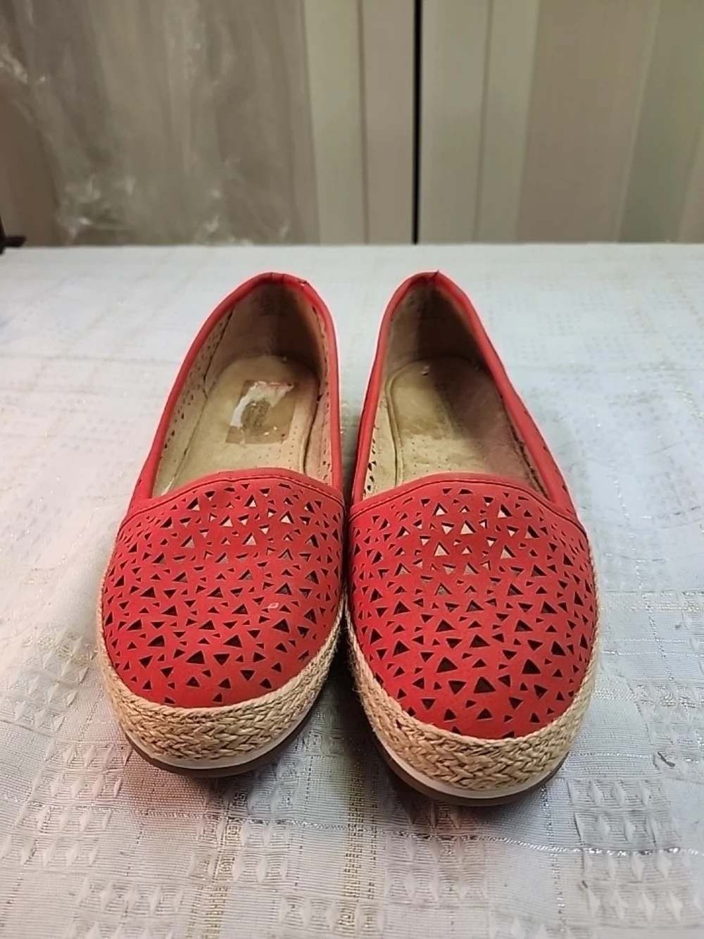 Sanuk Women's Red Laser-Cut Espadrille Flats